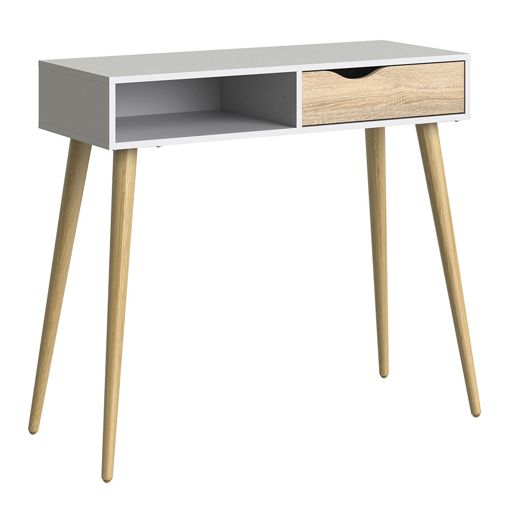 Oslo Console Table 1 Drawer 1 Shelf White and Oak